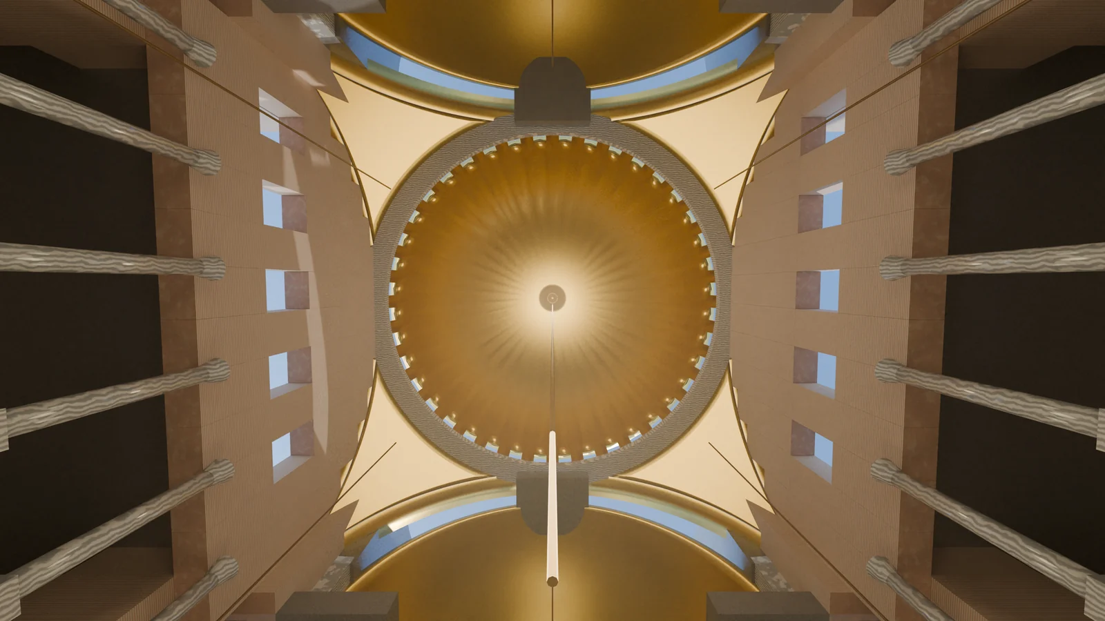 Ayasofya v3 kubbe altı zenit 4K Cycles render karesi